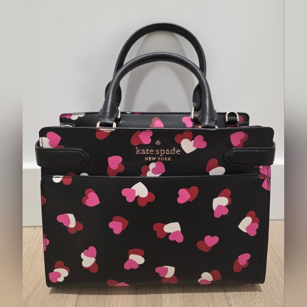 Kate Spade Black and Pink Heart Satchel
